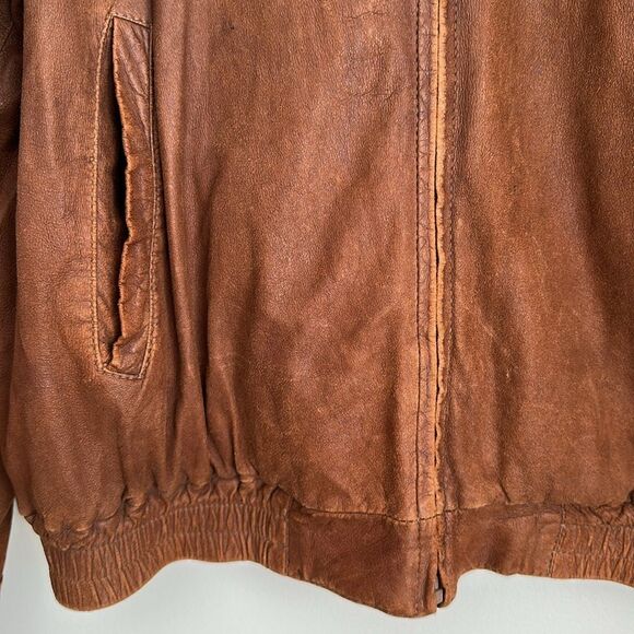 Vintage 80's Remy Men’s Buttery Soft Leather Bomber Jacket Brown Size 42 - Picture 5 of 16